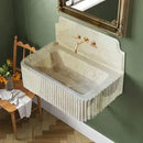 Beige Fluted Travertine Wall-Mount Vanity Sink 16x36 Inch Stone