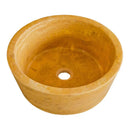 Oasis Gold Travertine Natural Stone Round Vessel Sink 16 Inch Bathroom