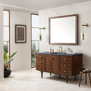 James Martin Amberly 60" Dual Mount Single Bathroom Vanity, Mid-Century Walnut