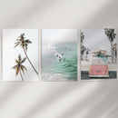 Tropical Beach Wall Art Set. Modern Coastal Surfing Prints by Wall Art Set