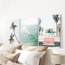 Tropical Beach Wall Art Set. Modern Coastal Surfing Prints by Wall Art Set