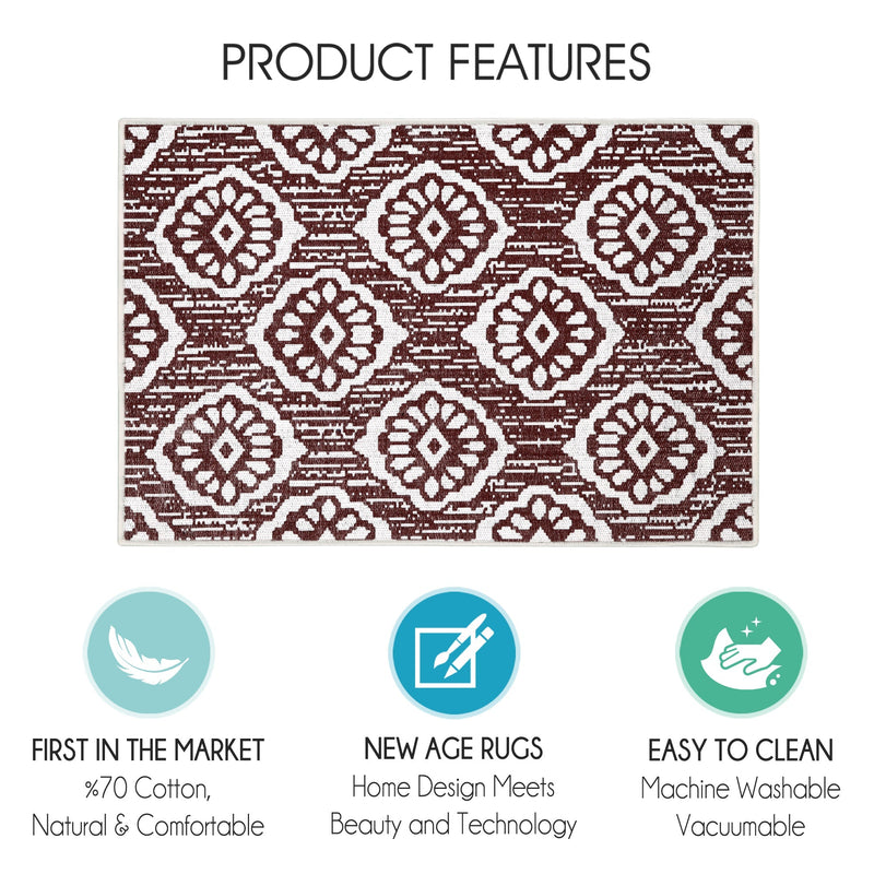 Sussexhome Flower Collection 2 x 3 Foot Heavy Duty Low Pile  Landing Rug Runner
