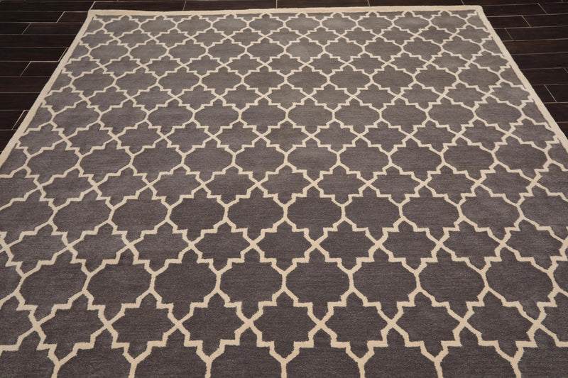 8 x 10 Handmade 100% Wool Traditional Oriental Area rug Modern Gray & Ivory