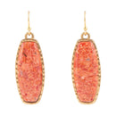 Odyssey Long Orange Sponge Coral Golden Statement Earrings