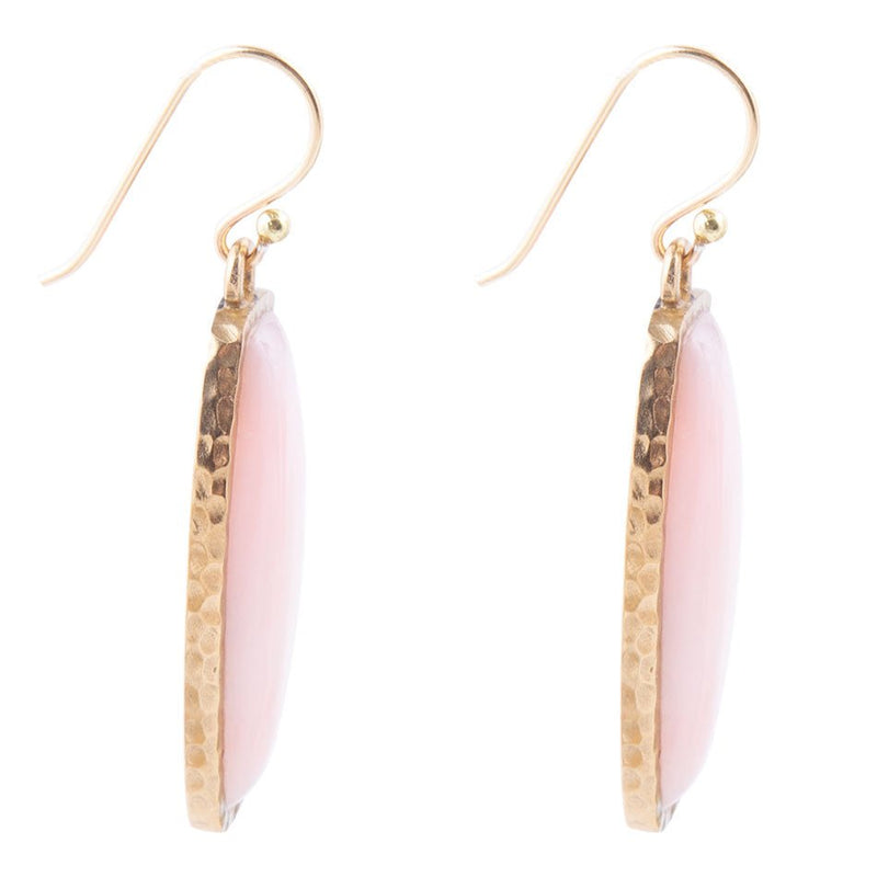 Odyssey Long Pink Opal and Bronze Earrings
