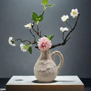 GobekUsa Handmade Irregular Grain Ceramic Vase for Home Floral Arrangements