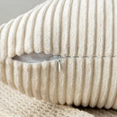 Off white ribbed corduroy striped throw pillow covers living room by Decorbites