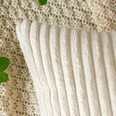 Off white ribbed corduroy striped throw pillow covers living room by Decorbites