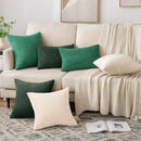 Off white ribbed corduroy striped throw pillow covers living room by Decorbites