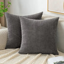 Off white ribbed corduroy striped throw pillow covers living room by Decorbites