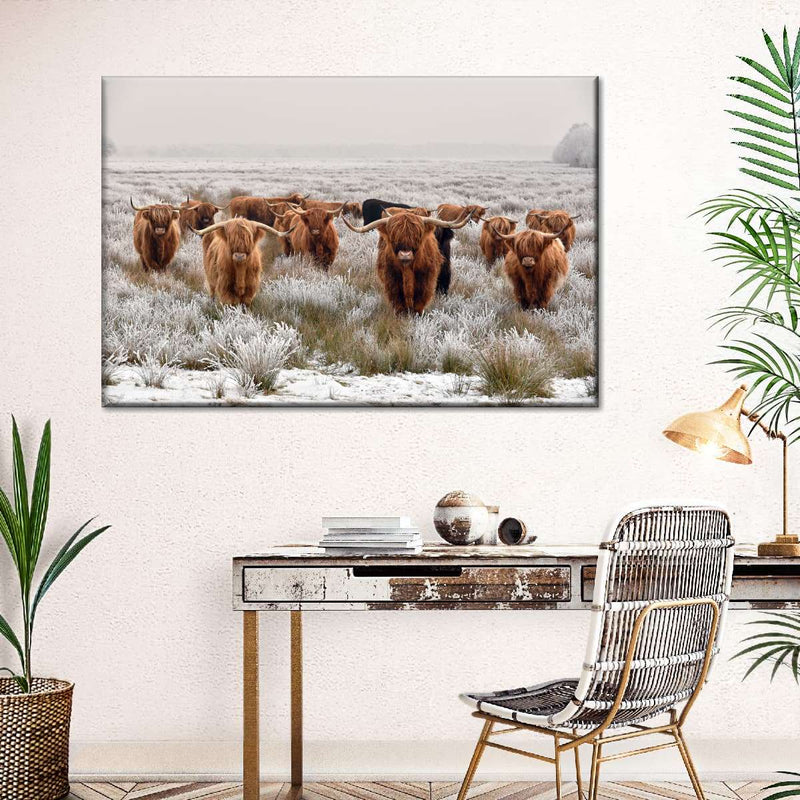 Winter Highland Cows Wall Art