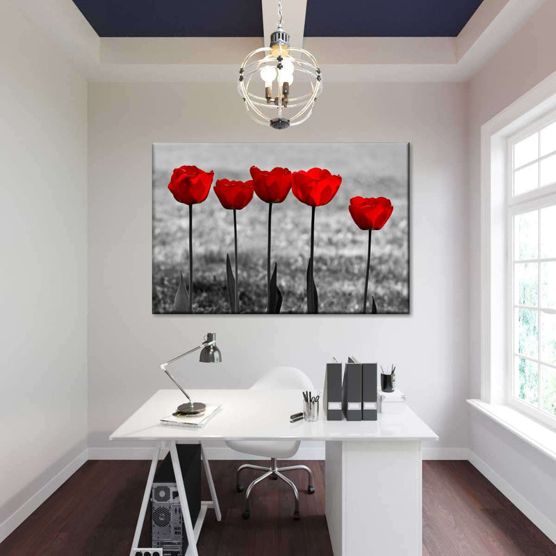 Five Red Tulips Wall Art