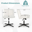 Office Armless Chair Cross Legged with Imitation Lamb Fleece and Adjustable Height-Beige