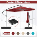 10 Feet Solar Offset Hanging Umbrella with Base and 32 LED Lights-Wine by LJGDeals