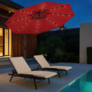 10 Feet Solar Offset Hanging Umbrella with Base and 32 LED Lights-Wine by LJGDeals
