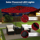 10 Feet Solar Offset Hanging Umbrella with Base and 32 LED Lights-Wine by LJGDeals
