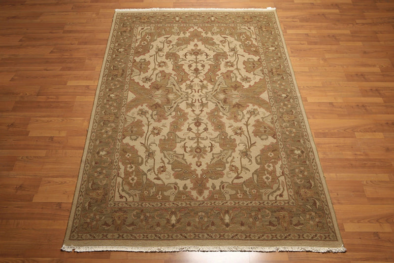6' x 9' New Hand knotted Wool Oriental Area Rug Beige