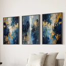 Elegant Navy and Gold Art Set of 3. Contemporary Abstract Prints by Wall Art Set