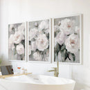 Romantic White Flower 3 Piece Wall Art. Peony Painting Print by Wall Art Set