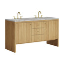 James Martin Hudson 60" Double Bathroom Vanity, Light Natural Oak