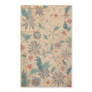 5x8 Beige Handmade Wool Loop Pile Floral Traditional Oriental Area Rug