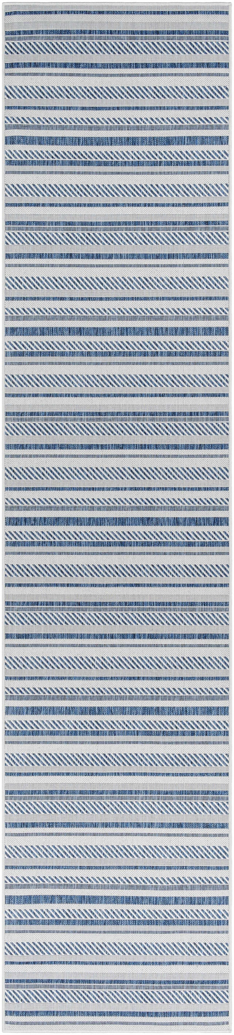 Olin White&Blue Striped Nordic Rug