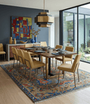 Olive and Blue Wool Area Rug Oushak Handcrafted Hand Knotted Traditional Turkish