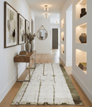 Olive and Ivory Modern Abstract Hand-Woven Art Silk Area Rug 6x9