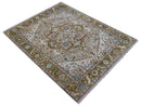 Olive And Peach Traditional Design Hand Knotted Wool Rug by The Rug Decor