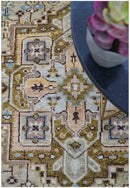 Olive And Peach Traditional Design Hand Knotted Wool Rug by The Rug Decor