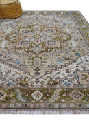 Olive And Peach Traditional Design Hand Knotted Wool Rug by The Rug Decor