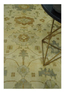 Olive, Beige and Gray Hand Knotted Traditional Oushak 8x10 wool Area Rug
