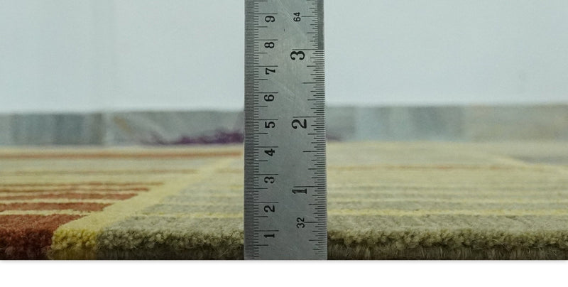 Olive, Brown and Gray Modern Geometrical Stripes Design Hand loom 5x8 wool Area Rug