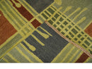 Olive, Brown and Gray Modern Geometrical Stripes Design Hand loom 5x8 wool Area Rug