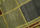 Olive, Brown and Gray Modern Geometrical Stripes Design Hand loom 5x8 wool Area Rug