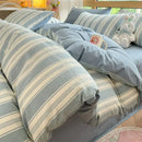 GobekUsa Cotton Striped Bedding Set Yarn Dyed Washed Duvet Cover Single Bedclothes