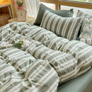 GobekUsa Cotton Striped Bedding Set Yarn Dyed Washed Duvet Cover Single Bedclothes