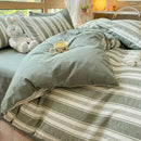 GobekUsa Cotton Striped Bedding Set Yarn Dyed Washed Duvet Cover Single Bedclothes