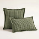 Olive & cream houndstooth jacquard pillow covers living room cushions by Decorbites