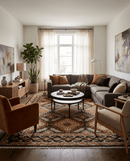 Olive Gold Black Brown Wool Area Rug - Hand-Knotted Oriental
