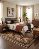Olive Gold Black Brown Wool Area Rug - Hand-Knotted Oriental
