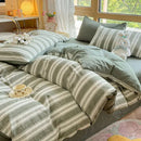 GobekUsa Cozy Striped Cotton Bedding Set - Breathable & Soft Quilt Kit