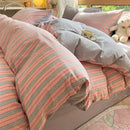 GobekUsa Cozy Striped Cotton Bedding Set - Breathable & Soft Quilt Kit