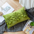Olive green handmade flower cushion cover living room decor by Decorbites