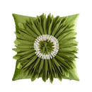 Olive green handmade flower cushion cover living room decor by Decorbites