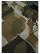 Olive, Ivory and Charcoal 6x9 Modern Abstract Hand Woven Soumak Dhurrie Wool Area Rug by The Rug Decor
