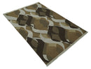 Olive, Ivory and Charcoal 6x9 Modern Abstract Hand Woven Soumak Dhurrie Wool Area Rug by The Rug Decor