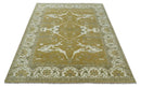 Olive, Ivory and Gray Hand knotted Oushak Custom Made Wool Rug