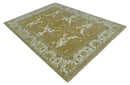 Olive, Ivory and Gray Hand knotted Oushak Custom Made Wool Rug