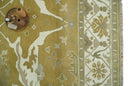 Olive, Ivory and Gray Hand knotted Oushak Custom Made Wool Rug